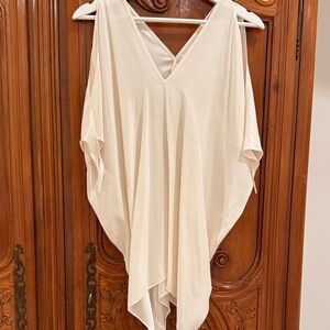Women’s Drew, cream silk open shoulder tie sleeve blouse, EUC, size L